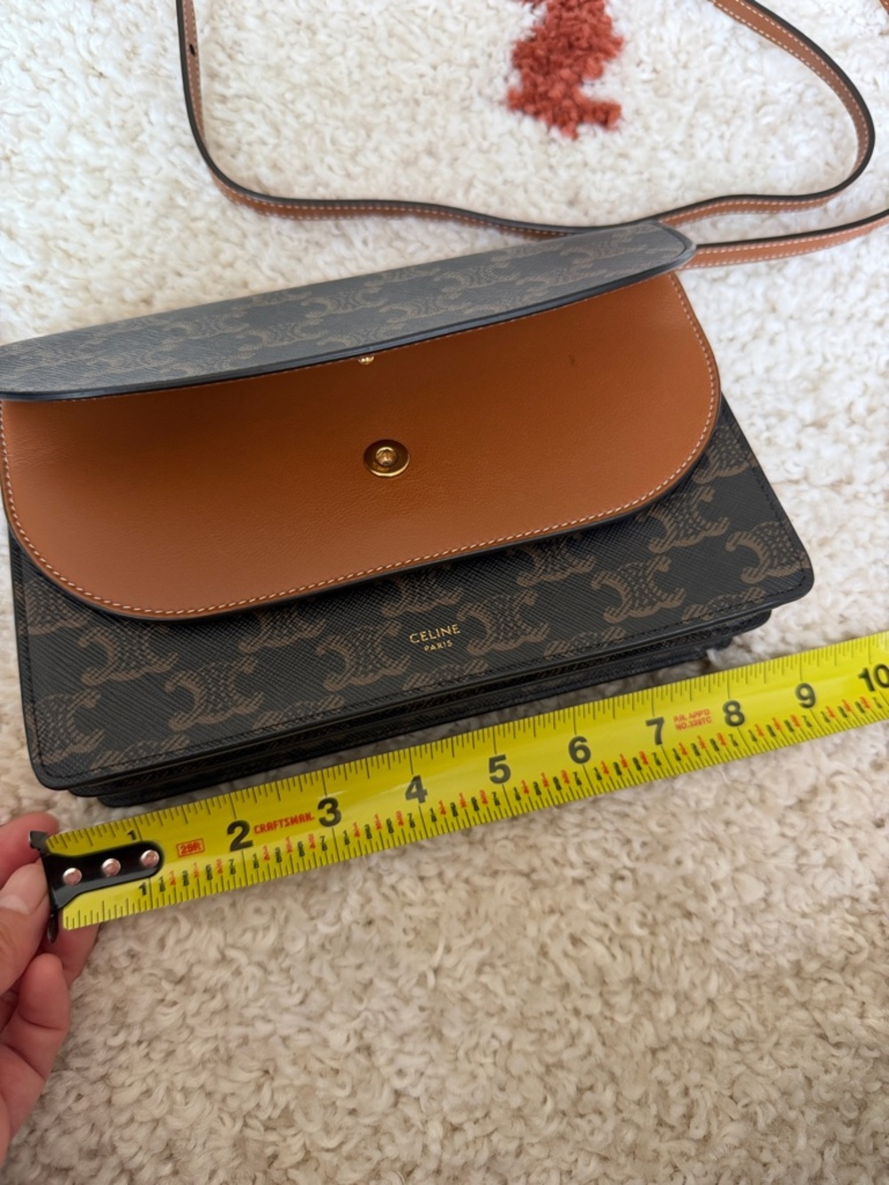Celine Brown & Tan Triomphe wallet on Strap Bag - Picture 12 of 15